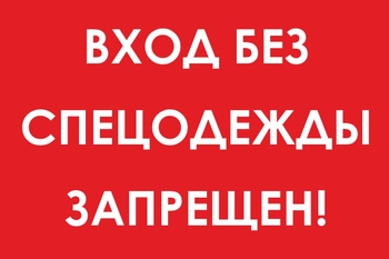 И39 Вход без спецодежды запрещен! (пластик, 300х400 мм) - Знаки безопасности - Знаки и таблички для строительных площадок - Магазин охраны труда ohranatruda-shop.ru